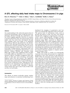 A QTL affecting daily feed intake maps to Chromosome 2 in pigs