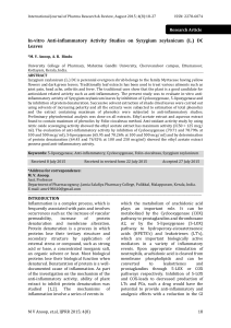 In-vitro Anti-inflammatory Activity Studies on Syzygium zeylanicum