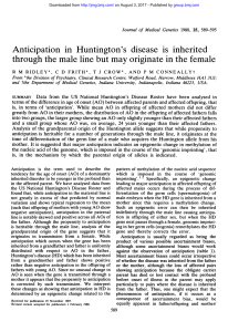 Anticipation in Huntington`s disease is inherited through the male