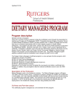 Dietary Managers - Certificate - Rutgers: School of Health Professions