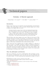 Calculus: A Marxist approach - Australian Mathematical Society