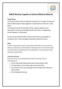 WSCB working together to achieve effective referrals