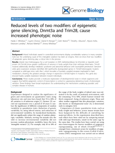 Reduced levels of two modifiers of epigenetic