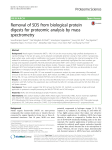 Removal of SDS from biological protein digests for proteomic