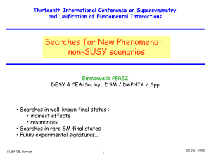 Searches for NP : non-SUSY scenarios