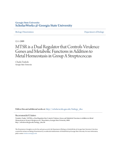 MTSR is a Dual Regulator that Controls Virulence Genes and