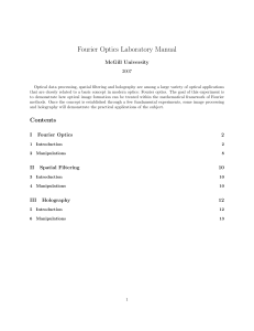 Fourier Optics Laboratory Manual - McGill Undergraduate Physics Lab