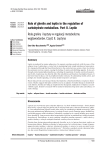 Role of ghrelin and leptin in the regulation of carbohydrate