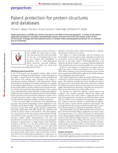 Patent protection for protein structures and databases