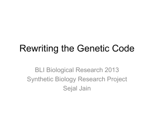 Rewriting the Genetic Code - BLI-Biotech
