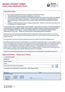 BRUNEL STUDENT HOMES Head Lease Application Form Useful