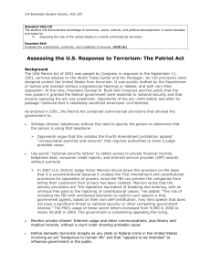 Assessing the U.S. Response to Terrorism: The Patriot Act
