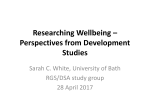 Researching Wellbeing * Perspectives from Development Studies