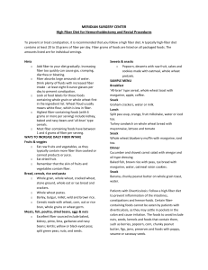 MERIDIAN SURGERY CENTER High Fiber Diet for