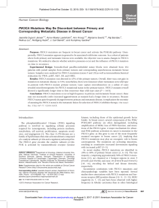 PIK3CA Mutations May Be Discordant between Primary and