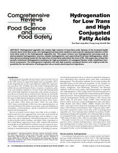 Hydrogenation for Low Trans and High Conjugated Fatty Acids