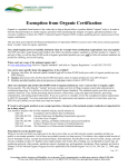 Exemption from Organic Certification