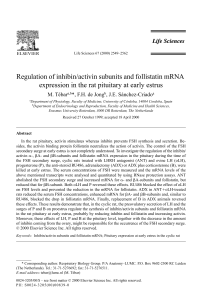 Regulation of inhibin/activin subunits and follistatin mRNA