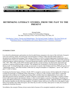 rethinking literacy studies: from the past to the present