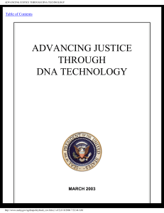 ADVANCING JUSTICE THROUGH DNA TECHNOLOGY