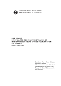 3. Semiconductor solar cells - Tampereen teknillinen yliopisto