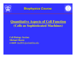Quantitative Aspects of Cell Function (Cells as Sophisticated