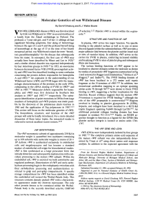 Molecular Genetics of von Willebrand Disease