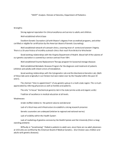 “SWOT” Analysis- Division of Genetics, Department of Pediatrics