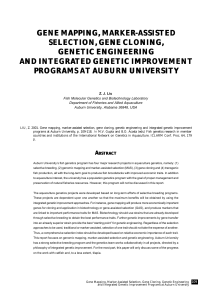 Gene Mapping, Marker-Assisted Selection, Gene Cloning, Genetic