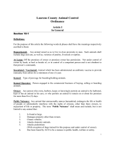 Animal Control Ordinance - Laurens County Commissioners