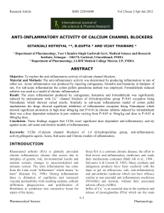 anti-inflammatory activity of calcium channel blockers abstract
