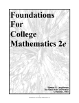 Foundations For College Mathematics 2e