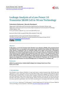 Leakage Analysis of a Low Power 10 Transistor SRAM Cell in 90 nm