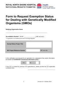 Application for Exemption Status