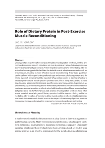 Role of Dietary Protein in Post-Exercise Muscle Reconditioning