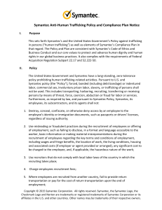 Symantec Anti-Human Trafficking Policy and Compliance Plan Notice