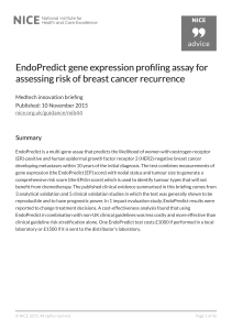 EndoPredict gene e EndoPredict gene expression profiling