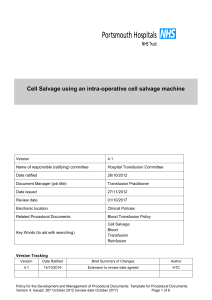 Cell Salvage Using an Intra-Operative Cell Salvage Machine