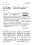 Low frequency of myocilin mutations in Indian primary open