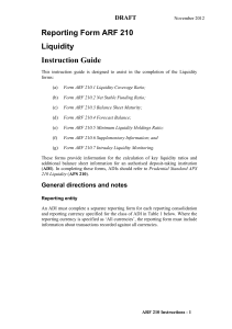 Reporting Form ARF 210 Liquidity Instruction Guide