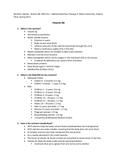 Vitamin B6 - Medical Nutrition Therapy Manual