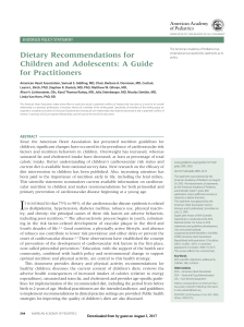 Dietary Recommendations for Children and Adolescents