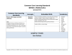 Common Core Learning Standards GRADE 1 Mathematics
