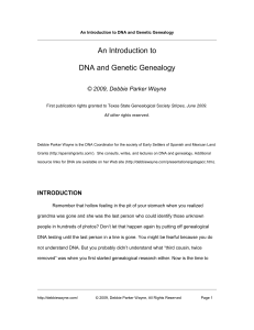 An Introduction to DNA and Genetic Genealogy
