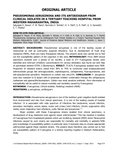 original article pseudomonas aeruginosa and its antibiogram from