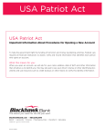 USA Patriot Act - Blackhawk Bank