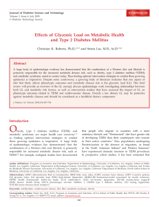 Effects of Glycemic Load on Metabolic Health and