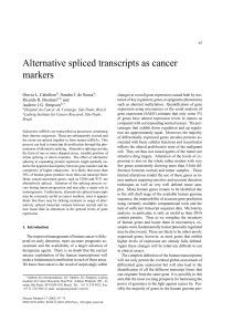 Alternative spliced transcripts as cancer markers