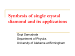 Synthesis of single crystal diamond and its applications