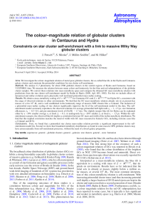 The colour–magnitude relation of globular clusters in Centaurus and